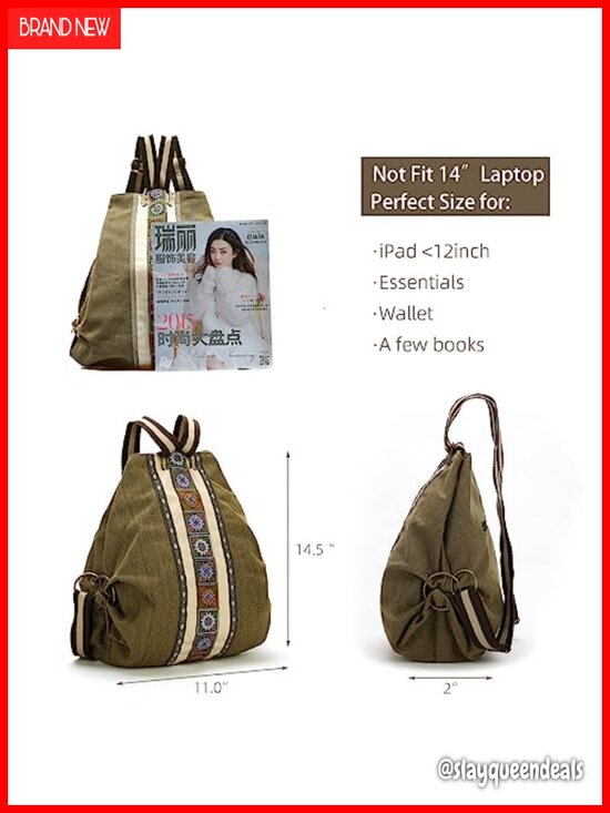 Canvas Backpack Daypack Casual Shoulder Bag Vintage Heavy-duty Anti-theft Travel main image 2